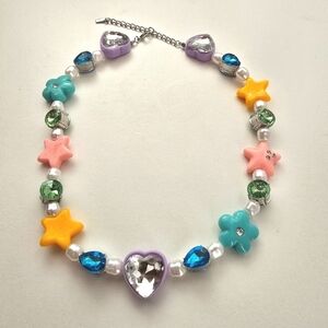 NEW Colorful Beaded Star Heart Floral Necklace